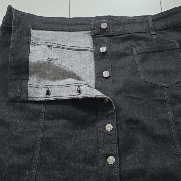 Chaps Denim Skirt Womens 20W Black Button Front Pockets Stretch Grunge Plus Size - Picture 9 of 15